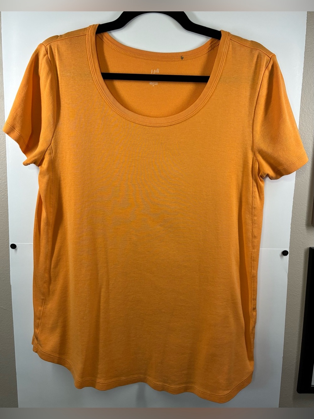 J. Jill Curved Hem Pima Cotton Tee Women's Medium Orange